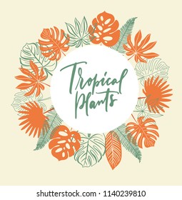 Colourful summer banner with hand drawn palm leaves for your design, promotion, blog decoration, banner, poster, wrapping paper, etc.