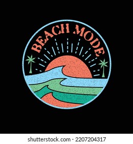 Colourful Summer Beach Graphic Beach mode postage stamp wave Distressed t shirt design print vector