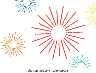Colourful sunburst design element on white background.