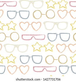 Colourful sunglasses pattern. Minimal summer concept.