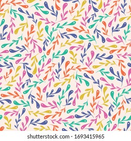 Colourful swirls seamless repeat vector pattern. Great for paper products and stationery such as invitations, notebooks and party items. Would be great for gift and home ware products such as bedding