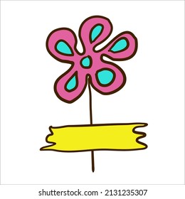 Colourful tape clipart. Taped flower. Torn paper vector.