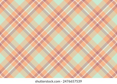 Colourful tartan pattern background, bag check texture fabric. Traditional textile vector plaid seamless in orange and light color.