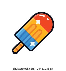 Colourful Tasty Popsicle Icon.Sweet Popsicle In Flat Style