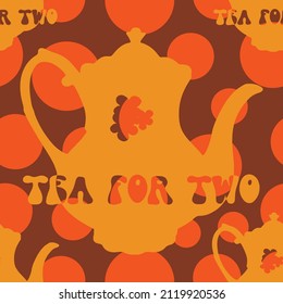 Colourful Tea for two teapot with dots vector