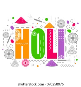 Colourful text Holi on creative background for Indian Festival of Colours celebration.