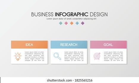 Colourful Timeline Infographic With 3 Options. Flowchart. Vector