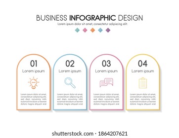 Colourful timeline. Infographic with business icons and 4 options. Vector