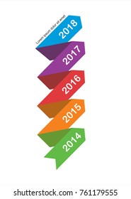 Colourful timeline with years up to 2018  in vector graphics