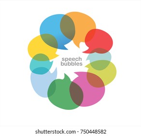 Colourful transparent speech bubbles in vector graphics