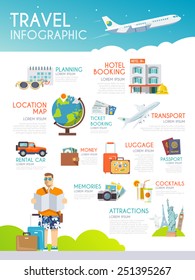 Colourful Travel Vector Infographic. The Concept Of Infographics For Your Business, Web Sites, Presentations, Advertising Etc. Quality Design Illustrations, Elements And Concept. Flat Style.