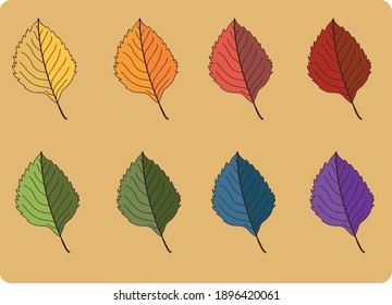 ilustraciones vectoriales de hojas de árbol coloridas 