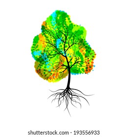 Colourful tree on a white background. The isolated object.