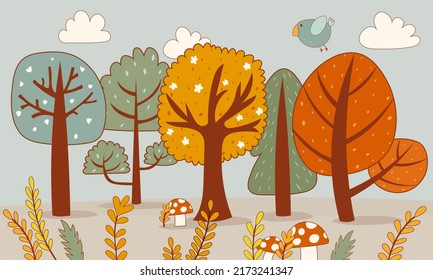 colourful trees in the forest