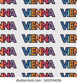 Colorido y moderno patrón de tipografía textual vienna austria para souvenir de viaje