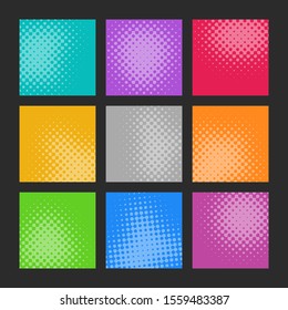 Colourful trendy vector abstract halftone effect texture collection