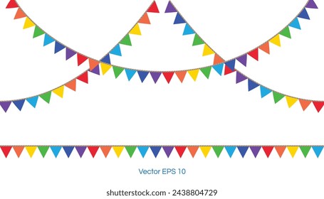 Colourful Triangle bunting Flag hanging on the Rope.