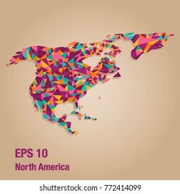 Colourful Triangle North America map vector illustration EPS 10