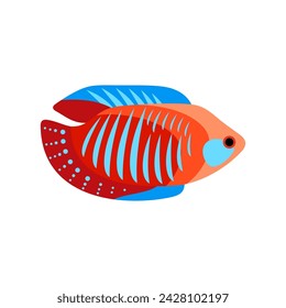 Colourful tropical fish. Aquarium fish. Flat style vector illustration.