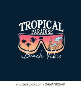 Colourful Tropical Paradise Beach Vibes typography  Summer  sunglass graphic tee