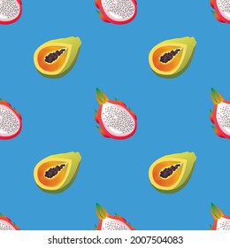 colourful tropical seamless fruits and wildlife 