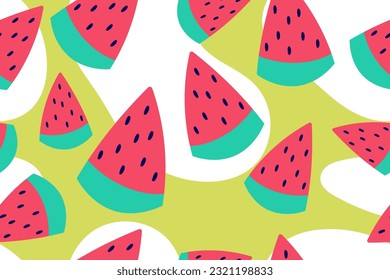 Colourful tropics Summer Seamless Pattern. Hand drawn doodle beauty beach summertime kids background wallpaper for fashion graphic print, textile, apparel, wrapping paper vector