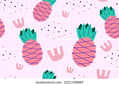 Colorido trópico patrón veraniego sin problemas. Papel de fondo de la playa de belleza de doodle dibujado a mano verano niños de fondo para la impresión gráfica de moda, textil, prendas de vestir, vectores de papel envolvente