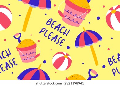 Colourful tropics Summer Seamless Pattern. Hand drawn doodle beauty beach summertime kids background wallpaper for fashion graphic print, textile, apparel, wrapping paper vector
