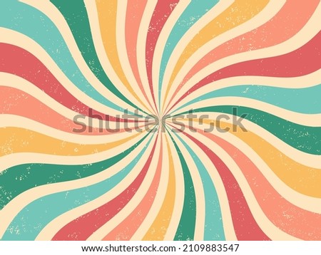Colourful twirl retro burst background. Vintage grunge summer, circus and carnival backdrop.	
