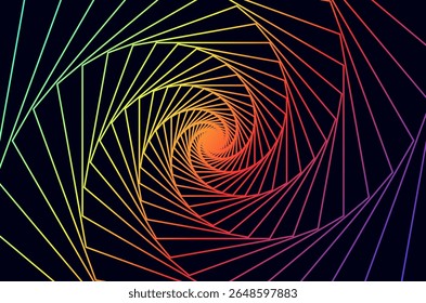 Colourful twist spiral line hole abstract background. Gradient rotate abstract line tech concept with copy space.