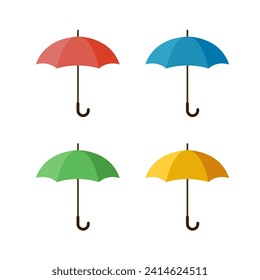 Colourful umbrella set. Vector illustration. Isolated on a white background.