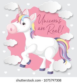 Farbiges Einhorn mit Cloud-Hintergrund