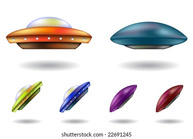 colourful unidentified flying objects vector cartoons isolated