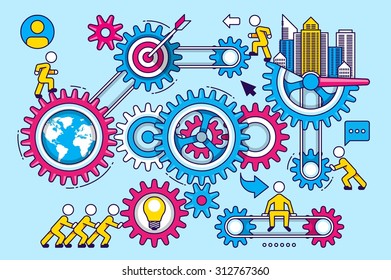 colourful vector background with cog wheels