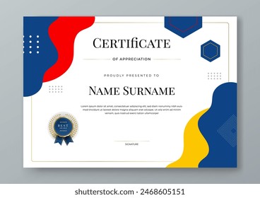 Colourful colourful vector flat and gradient modern certificate template for corporate or awards. For creative award, business, and education needs