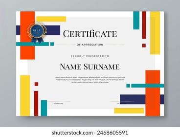 Colourful colourful vector flat and gradient modern certificate template for corporate or awards