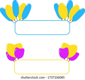 Colourful vector frames with balloons. Invitation Border.