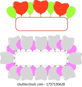 Marcos vectoriales coloridos con globos. Borde de invitación.