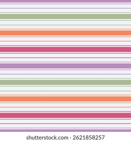 Colourful vector horizontal stripes pattern. Simple seamless texture with thick straight lines. Stylish abstract geometric striped background in bright colors, Lemon, pink, orange, purple,