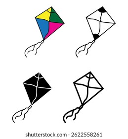 colourful Vector illustration of kites set on white background