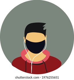 Colourful vector illustration of man face wearing a mask for prevention of corona virus 