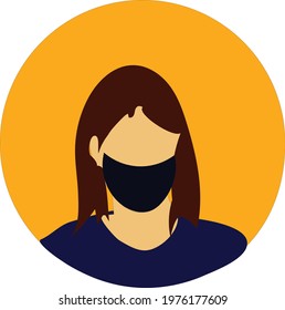 Colourful vector illustration of women face wearing a mask for prevention of corona virus 