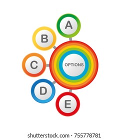 Colourful vector infographic with multiple options and sample text
