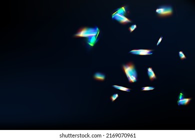  Colourful Vector Lens, Crystal Rainbow  Light  And  Flare Transparent Effects.Overlay For Backgrounds.Triangular Prism Concept.