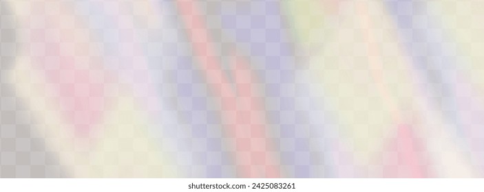 Lente vectorial colorida, luz de arco iris de cristal y efectos transparentes de destello.Superposición para fondos.Concepto de prisma triangular.