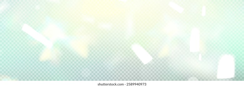 Colourful vector lens, crystal rainbow light and flare transparent effects.Overlay for backgrounds.Triangular prism concept.	