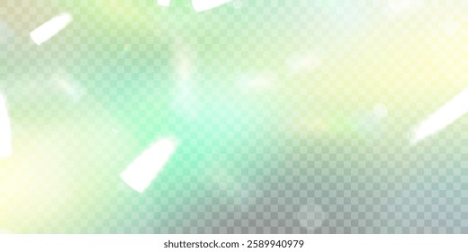 Colourful vector lens, crystal rainbow light and flare transparent effects.Overlay for backgrounds.Triangular prism concept.	