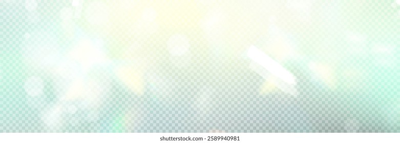 Colourful vector lens, crystal rainbow light and flare transparent effects.Overlay for backgrounds.Triangular prism concept.	