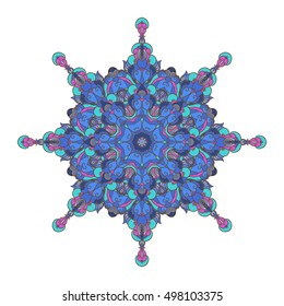 Colourful vector mandala or arabesque. Weave round ornament. Decorative design element for wedding invitation, flower boutique identity. Yoga logo, background for meditation poster. Oriental vector.