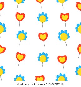 Colourful vector pattern with balloons. Flying ballons.